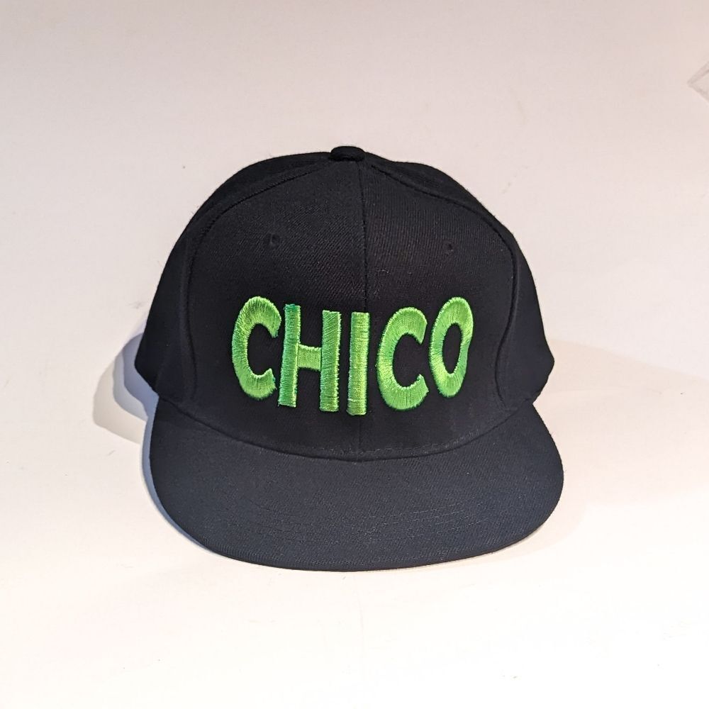 New Chico Snapback Structured Flat Bill Hat Cotton Blend Green Colored Embroider